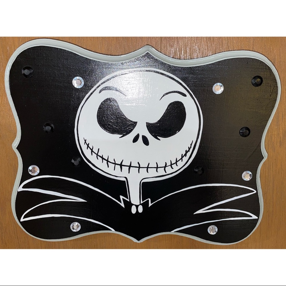 Jack Skellington Hand Painted Wood Slice Wall Art